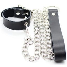 OHMAMA FETISH - PENIS NECKLACE AND LEATHER STRAP WITH METAL CHAIN